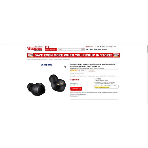 Samsung Galaxy Wireless Bluetooth In-Ear Buds with Portable Charging Case - Black Tested and Working