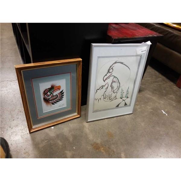 RICHARD SHORTY HAND SIGNED PRINT AND OTHER ARTIST FIRST NATIONS DRAWING