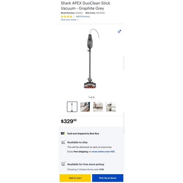 AS NEW SHARK APEX CORDED DUO CLEAN STICK VACUUM RETAIL $329