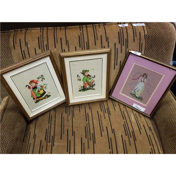 3 FRAMED NEEDLEPOINTS