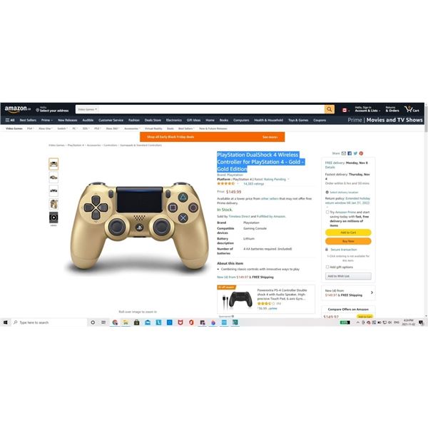 PlayStation DualShock 4 Wireless Controller for PlayStation 4 - Gold - Gold Edition Tested and Worki