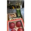 Image 3 : LOT OF TREE SKIRTS, DECORATIVE STOCKINGS AND 4 BOXES OF ORNAMENTS