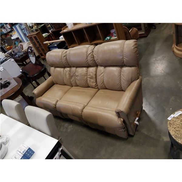 TAN LEATHER LAZBOY RECLINING SOFA