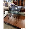 Image 2 : 3 RETRO MCM NESTING GLASSTOP ENDTABLES