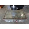 Image 1 : VINTAGE STEAMER TRUNK AND GLASS VASE WITH GLASS ROCK