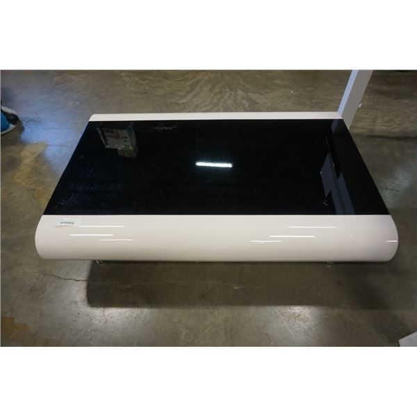 MODERN BLACK AND WHITE 2 DRAWER COFFEE TABLE