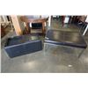 Image 1 : BLACK LEATHER LOOK STORAGE OTTOMAN WITH 2 REVERSIBLE LIDS AND LEATHER LOOK BENCH