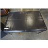 Image 3 : BLACK LEATHER LOOK STORAGE OTTOMAN WITH 2 REVERSIBLE LIDS AND LEATHER LOOK BENCH