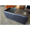 Image 4 : BLACK LEATHER LOOK STORAGE OTTOMAN WITH 2 REVERSIBLE LIDS AND LEATHER LOOK BENCH