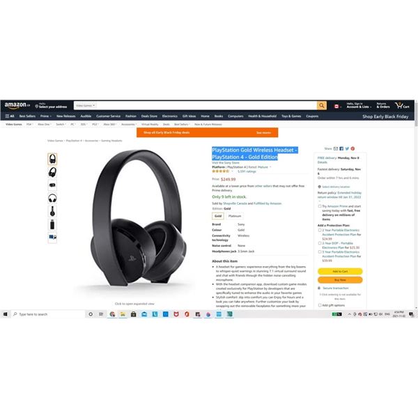 PlayStation Gold Wireless Headset - PlayStation 4 - Gold Edition Tested and Working Retail $250