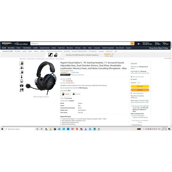 HyperX Cloud Alpha S - PC Gaming Headset, 7.1 Surround Sound, Adjustable Bass, Dual Chamber Drivers,