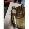 Image 2 : BRASS DECORATIVE PLATTERS, METAL HORSE FIGURE AND BAROMETER