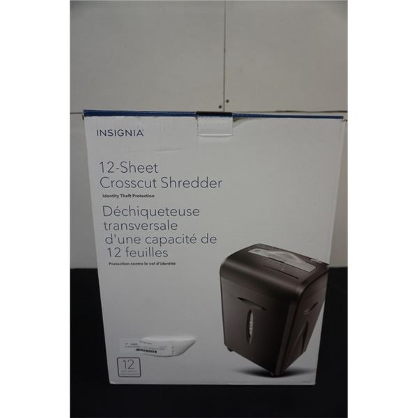 AS NEW INSIGNIA 12 SHEET CROSS CUT PAPER SHREDDER