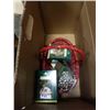 Image 2 : BOX OF JUICE DISPENSER, DAYSPRING CHRISTMAS FIGURES, CANDLEHOLDER AND BASKET