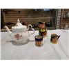 Image 1 : BURLINGTONWARE AND LANCASTER SANDLAND TOBY MUGS, FACE MUG AND REPAIRED ROYAL ALBERT TEAPOT