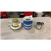 Image 1 : RIDGEWAY IRONSTONE TEAPOT WITH ENGLISH JAR AND FLOUR SIFTER