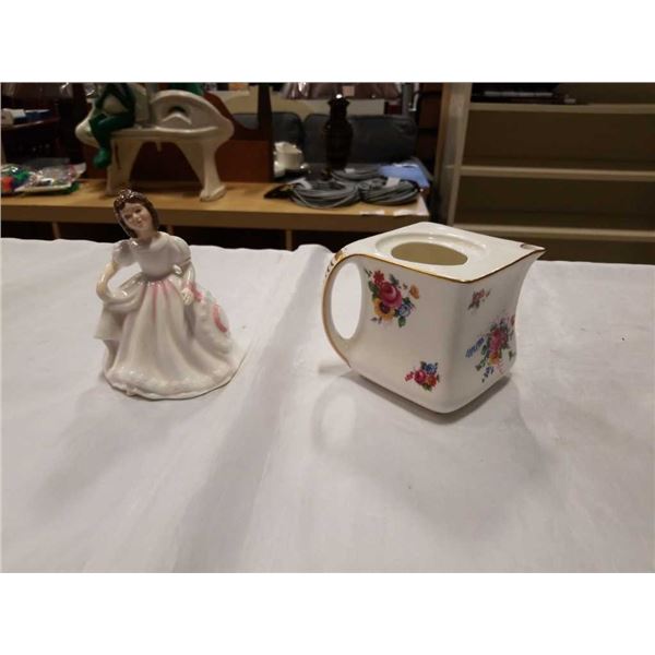 ROYAL DOULTON AMANDA HN 3406 CHINA FIGURE AND ROYAL DOULTON CREAMER