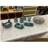 Image 1 : BLUE CARNIVAL GLASS DISHES