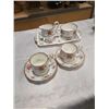 Image 2 : 14 ROYAL ALBERT PETITE POINT CHINA, COFFEE POT WITH LID, 8 CUPS AND SAUCERS AND MORE