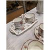 Image 3 : 14 ROYAL ALBERT PETITE POINT CHINA, COFFEE POT WITH LID, 8 CUPS AND SAUCERS AND MORE