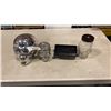 Image 1 : GLASS SKULL PIPE, SKULL COIN BANK, MASON JAR AND VASE