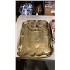 Image 2 : BRASS TRAY AND LIDDED JARS WITH 4 BRASS FRAMED PICTURES