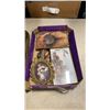 Image 5 : BRASS TRAY AND LIDDED JARS WITH 4 BRASS FRAMED PICTURES