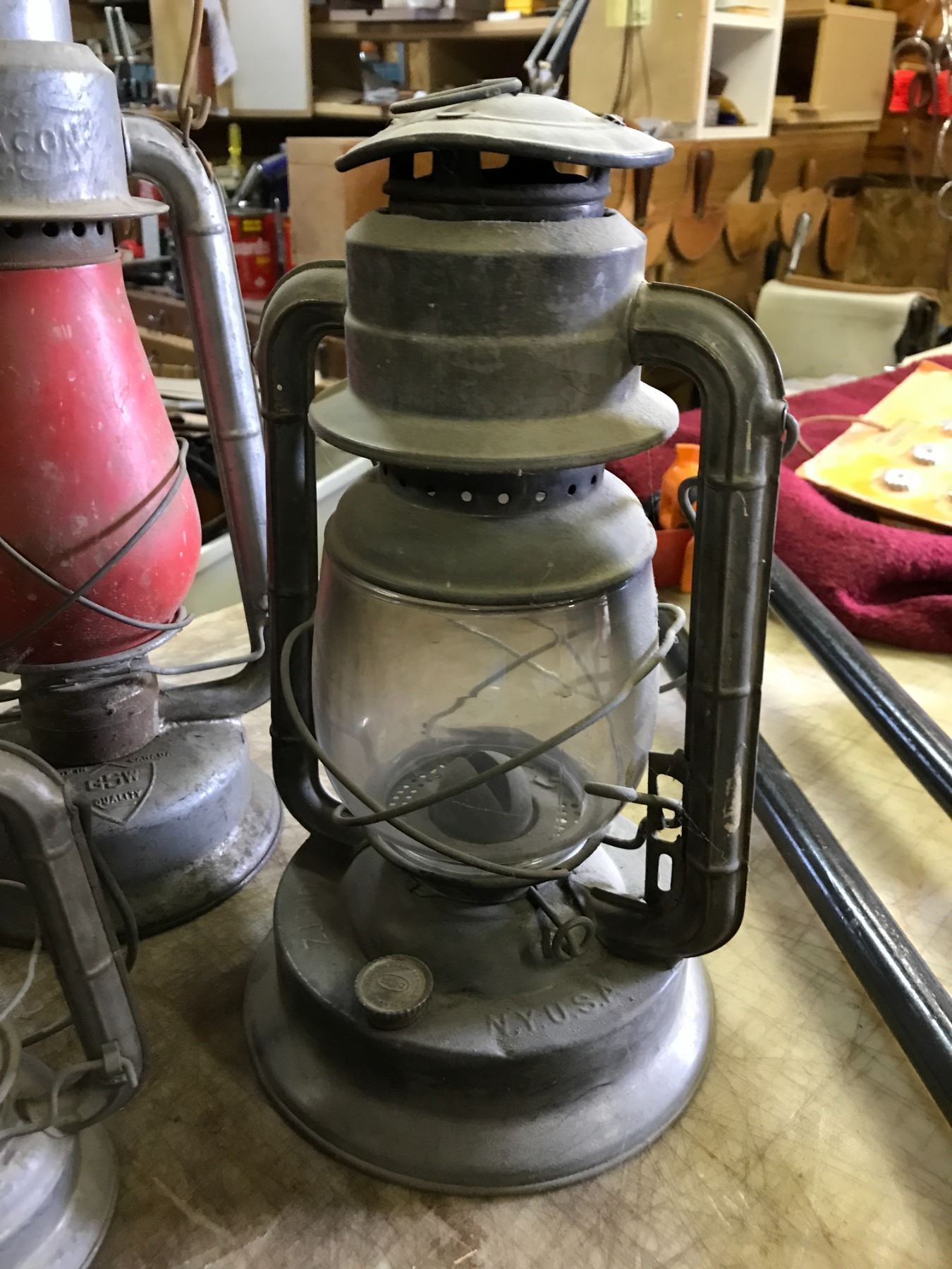 4 antique Beacon oil lamps