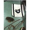 Image 3 : Stirrups, bag, brush, leather headstall with throat latch
