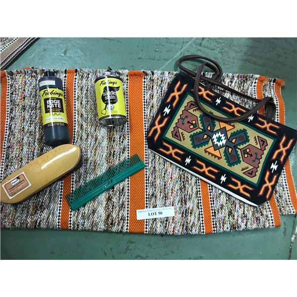 Western saddle Blanket, Saddle Stain, black EdgeKote, comb, brush, bag