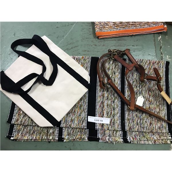 Bag, blanket, leather halter