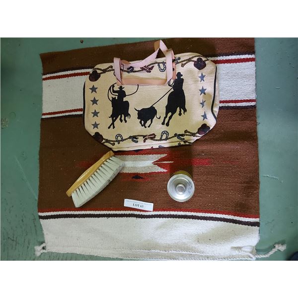 Western saddle Blanket, bag, brush, Saddle Stain