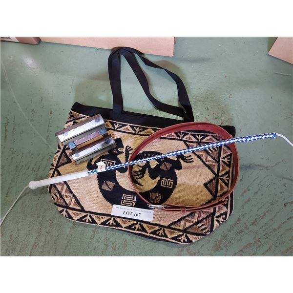 Handmade belt - leather, bag, curry comb, whip