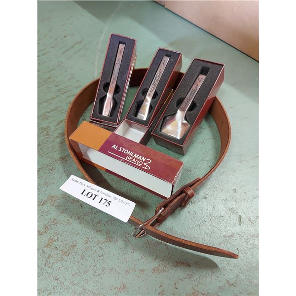Al Stohlman brand punches, belt - handmade, leather