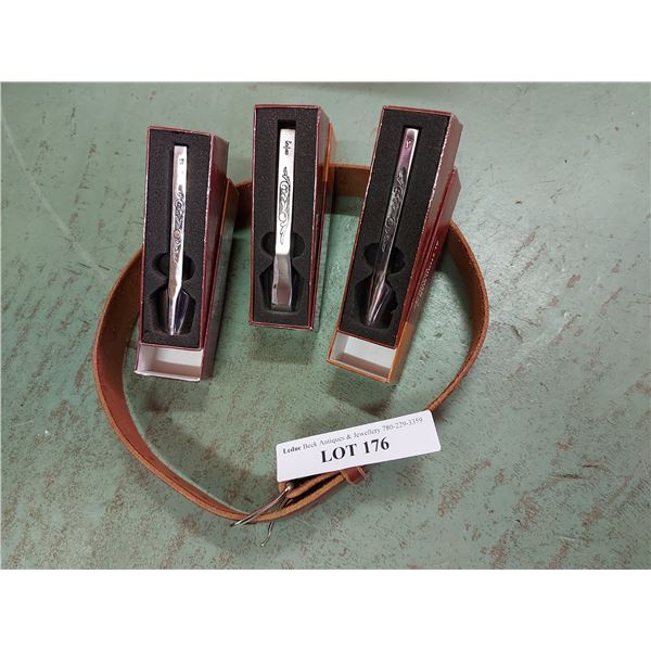 3 Punches, leather belt - handmade