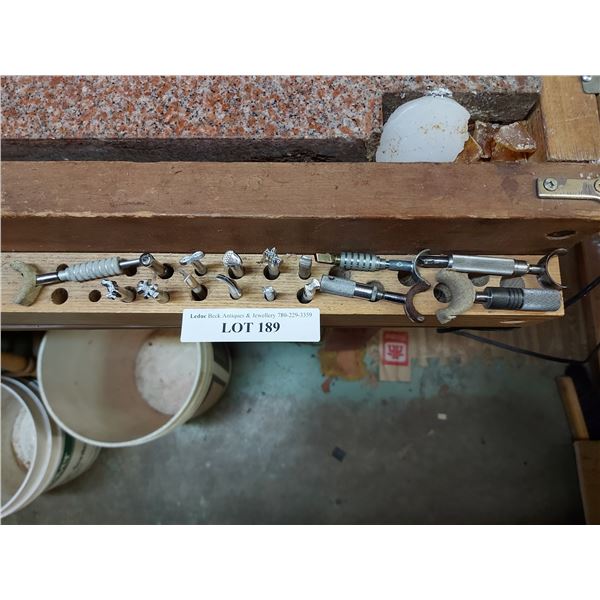 11 leather craft stamps, 16 asst leather craft tools