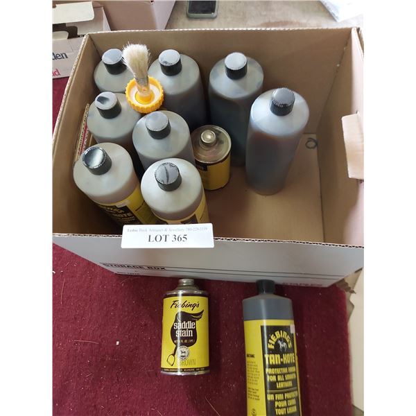 9 bottles of oil dye; 2 bottles of saddle stain
