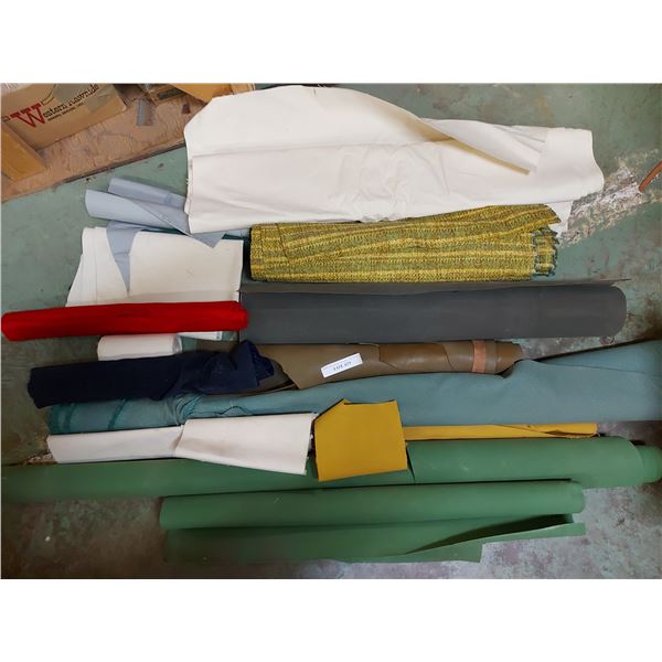 Asst rolls of lining materials and miscellaneous fabric