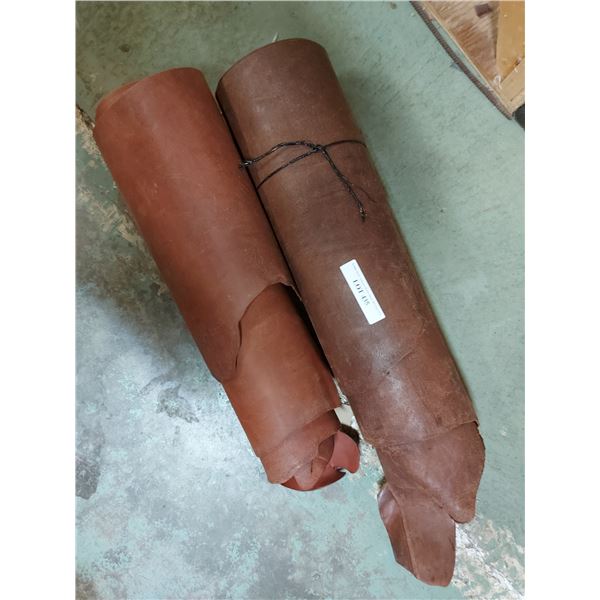 2 Rolls of Red latigo side cowhide