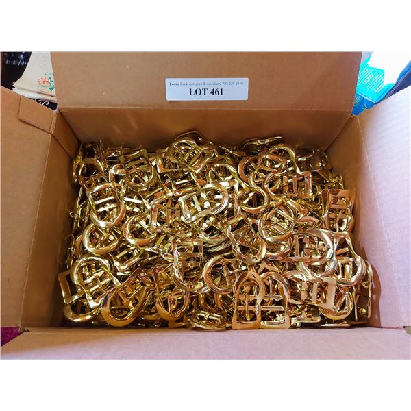 Approx 220 double bar belt buckle - brass coloured