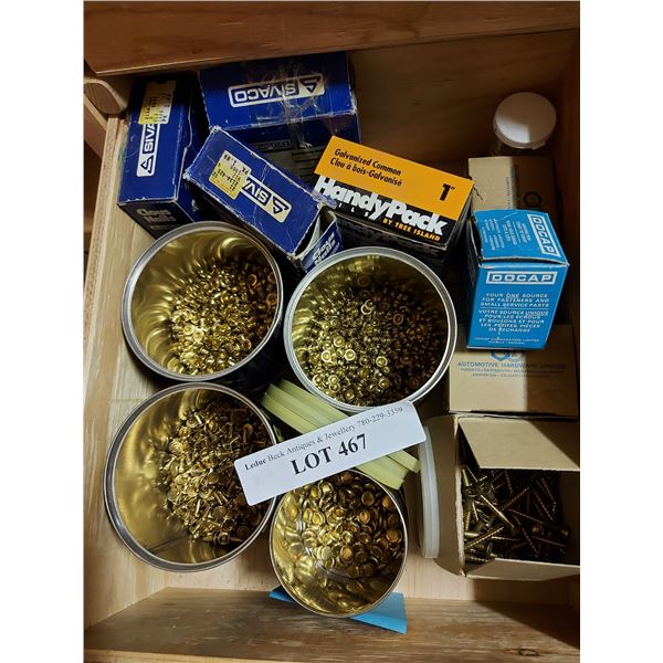 Rivets, finishing nails, screws