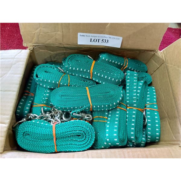Green webbing with snaps and chain, 1 box