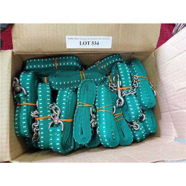 Webbing with snaps and chain, 1 box, green