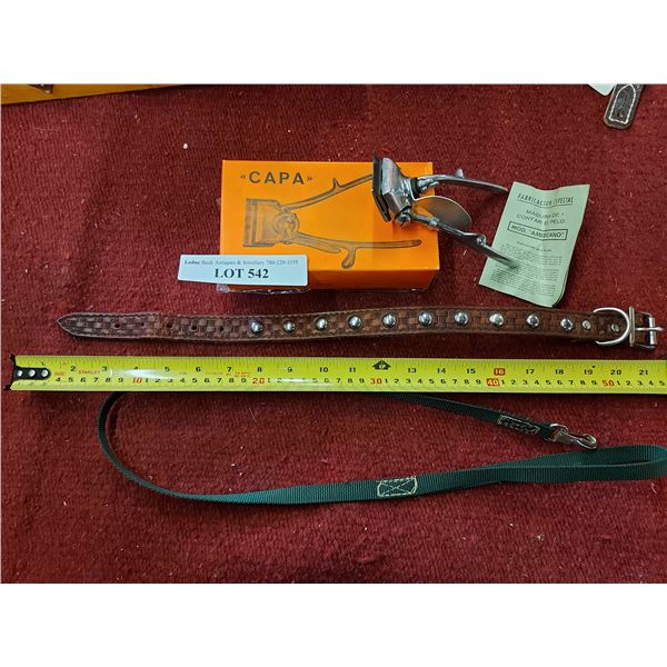 Dog leash, CAPA hair clipper, handmade stamped dog collar