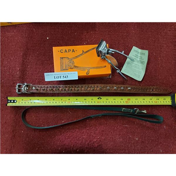 Handmade stamped dog collar, dog leash, CAPA hair clipper