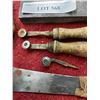 Image 2 : Asst. vintage tools incl. hand carved and leather handles