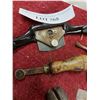 Image 4 : Asst. vintage tools incl. hand carved and leather handles