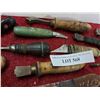 Image 5 : Asst. vintage tools incl. hand carved and leather handles