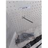 Image 4 : 2 pairs gun rack sets, black, 5 hooks each; Peg board with hooks & metal pegs; wooden storage drawer