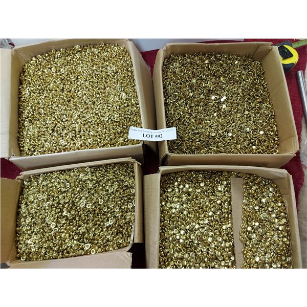 Huge quantity of: steel posts, brass sockets, brass studs, brass caps